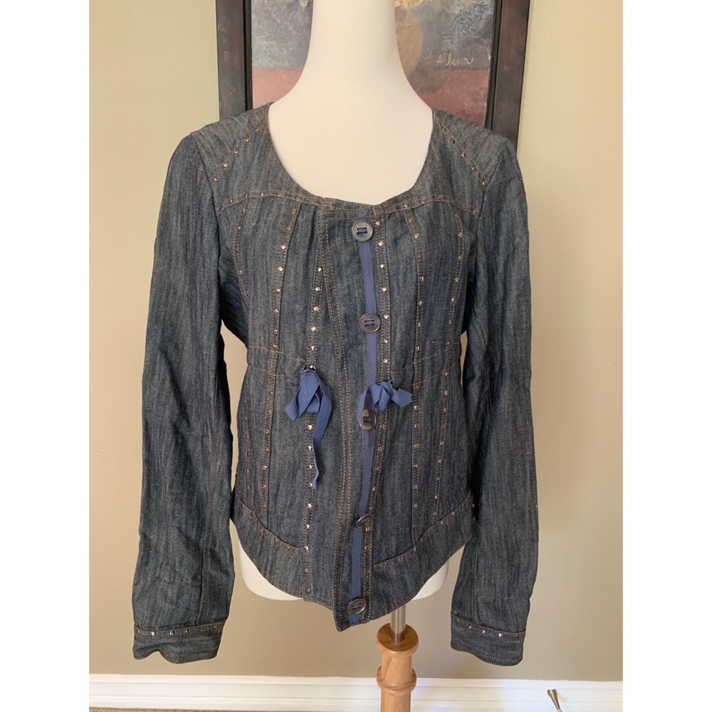DONNA KARAN Collection Denim Studded Jacket